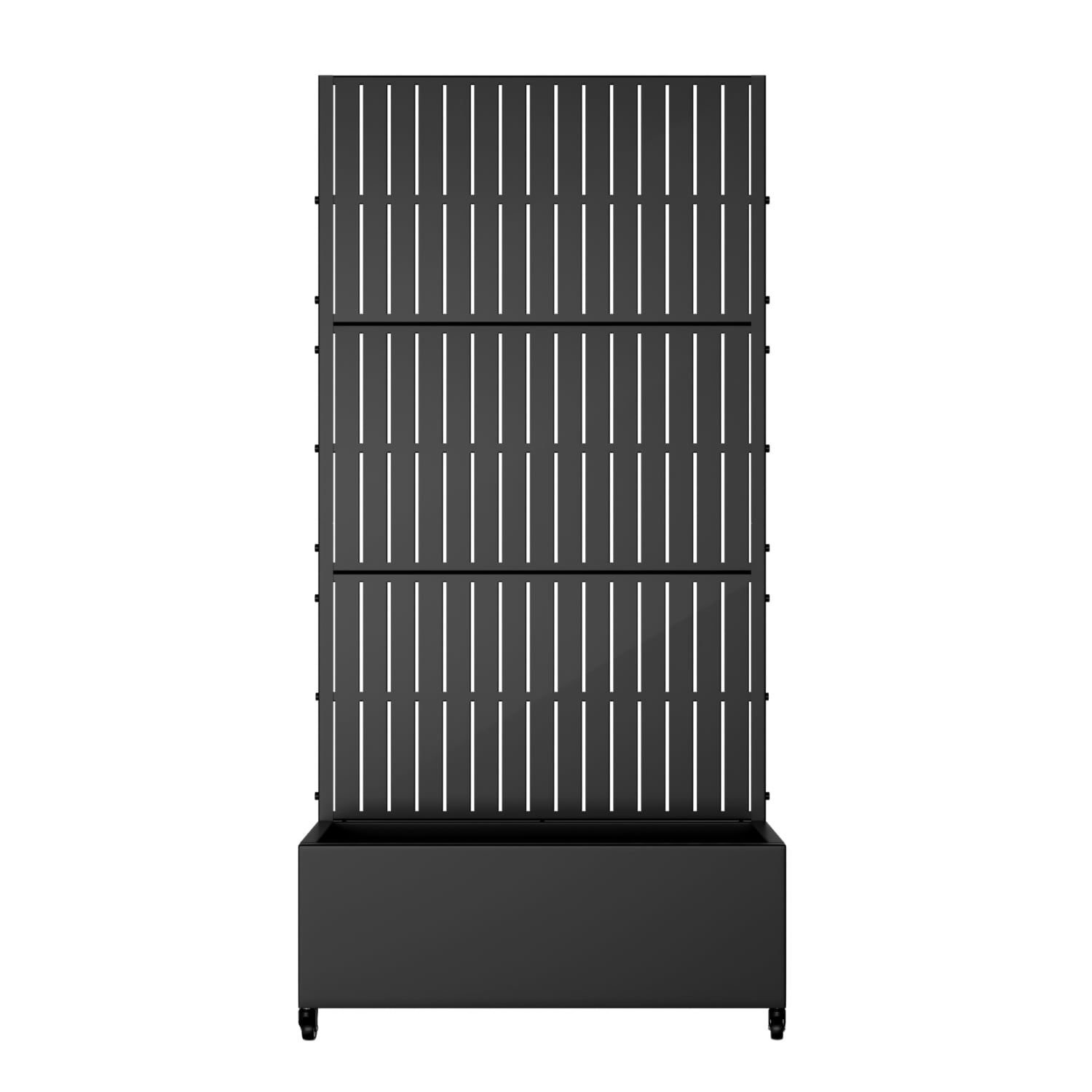 Wooakway 2-pc 6 ft. Hx 3 ft. W Raised Garden Bed Metal Planter Box with Trellis Wheels Privacy Screen Elevated Planter - Black