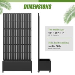 Wooakway 2-pc 6 ft. Hx 3 ft. W Raised Garden Bed Metal Planter Box with Trellis Wheels Privacy Screen Elevated Planter - Black