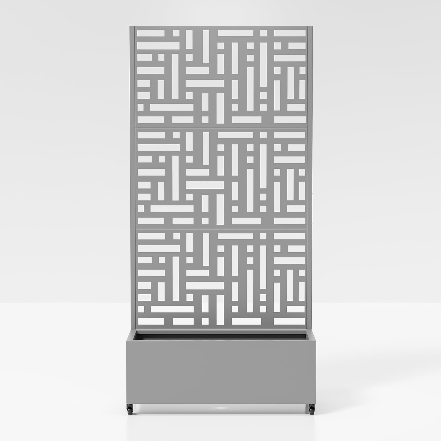 Wooakway 2-pc 6 ft. Hx 3 ft. W Raised Garden Bed Metal Planter Box with Trellis Wheels Privacy Screen Elevated Planter - Gray