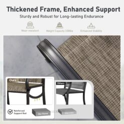 Sunshine Valley Outdoor Table and Chairs 7 -Piece Black Patio Dining Set Steel Rectangle Table with 6 Brown Stationary Chairs