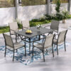 Sunshine Valley Outdoor Table and Chairs 7 -Piece Black Patio Dining Set Steel Rectangle Table with 6 Gray Stationary Chairs