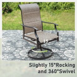 Sunshine Valley Outdoor Table and Chairs 5 -Piece Black Patio Dining Set Steel Round Table with 4 Gray Swivel Chairs