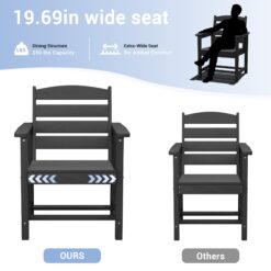 Serwall Outdoor 5-Piece HDPE Patio Dining Set Rectangle 66.93-in L Dining Table with Umbrella Hole and 4 Wide Seat Chairs