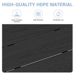 Serwall Outdoor 5-Piece HDPE Patio Dining Set Rectangle 66.93-in L Dining Table with Umbrella Hole and 4 Wide Seat Chairs