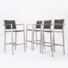 Best Selling Home Decor Crested Bay Set of 4 Wicker Grey Aluminum Frame Stationary Bar Stool Chair with Gray Woven Seat