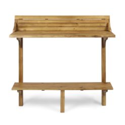 JEAREY Acacia Wood Balcony Bar Table 49.75 Inch Height Outdoor