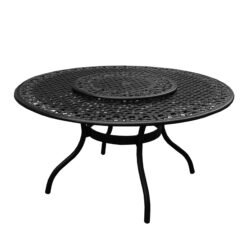 Oakland Living Patio Dining Table Round Outdoor Dining Table 59-in W x 59-in L with Umbrella Hole