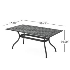 Clihome Patio Tables Rectangle Outdoor Dining Table 37.38-in W x 66.75-in L with Umbrella Hole