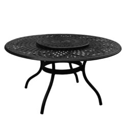 Oakland Living Patio Dining Table Round Outdoor Dining Table 59-in W x 59-in L with Umbrella Hole