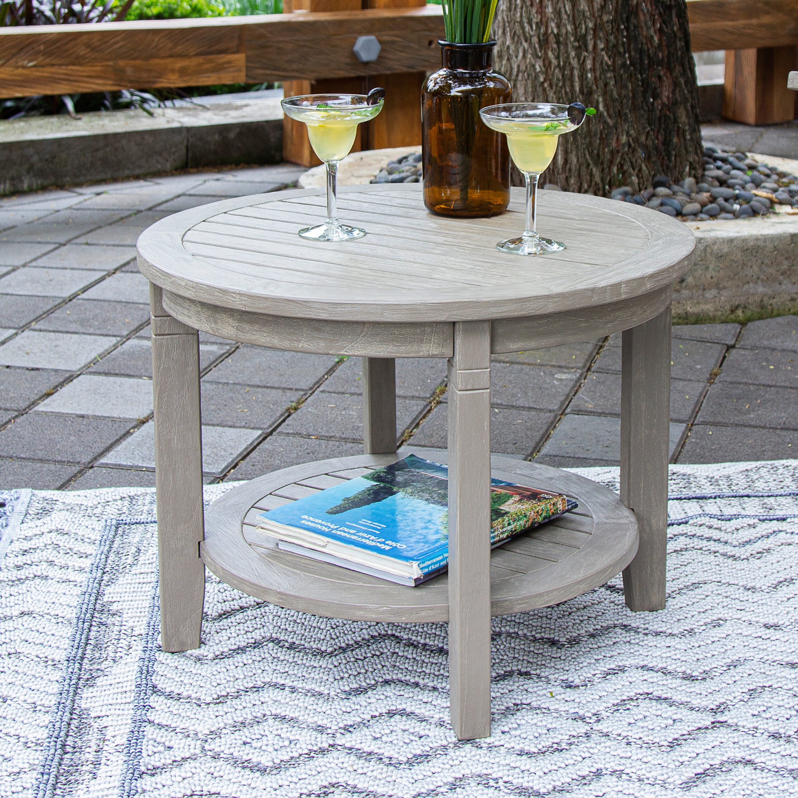 Cambridge Casual Heaton Teak Wood Round Outdoor End Table 24-in W x 24-in L