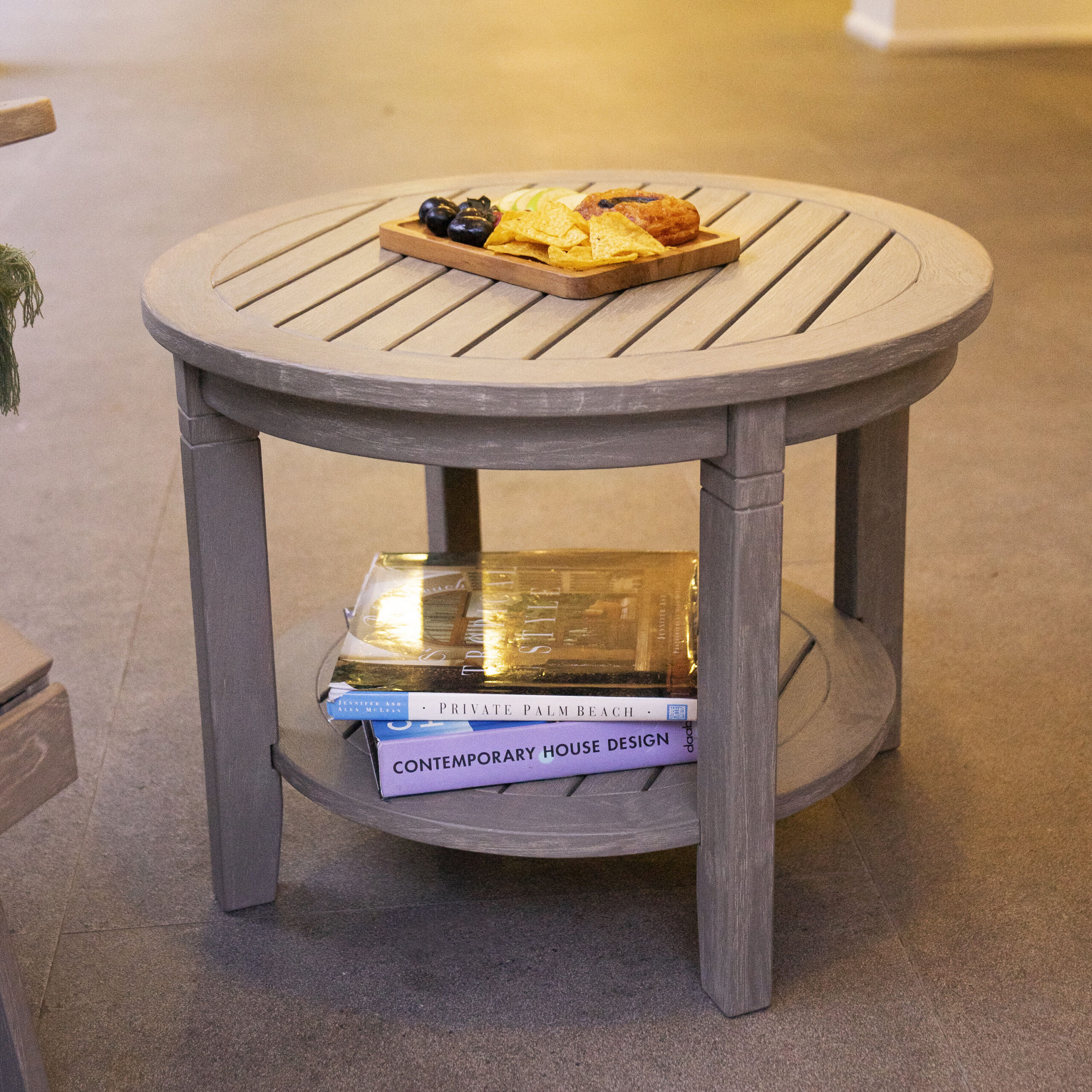 Cambridge Casual Heaton Teak Wood Round Outdoor End Table 24-in W x 24-in L