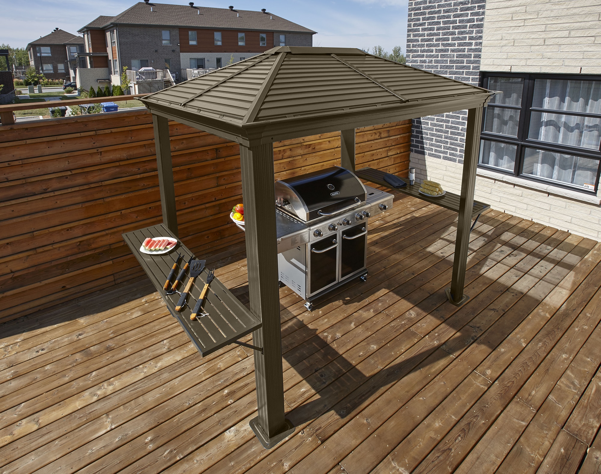 Sojag 5-ft x 8-ft Mykonos Grey Grill Gazebo with Hardtop Roof