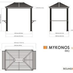 Sojag 5-ft x 8-ft Mykonos Grey Grill Gazebo with Hardtop Roof