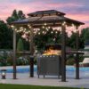 AOXUN 8 x 5FT Aluminum Grill Gazebo with Double Polycarbonate Roof
