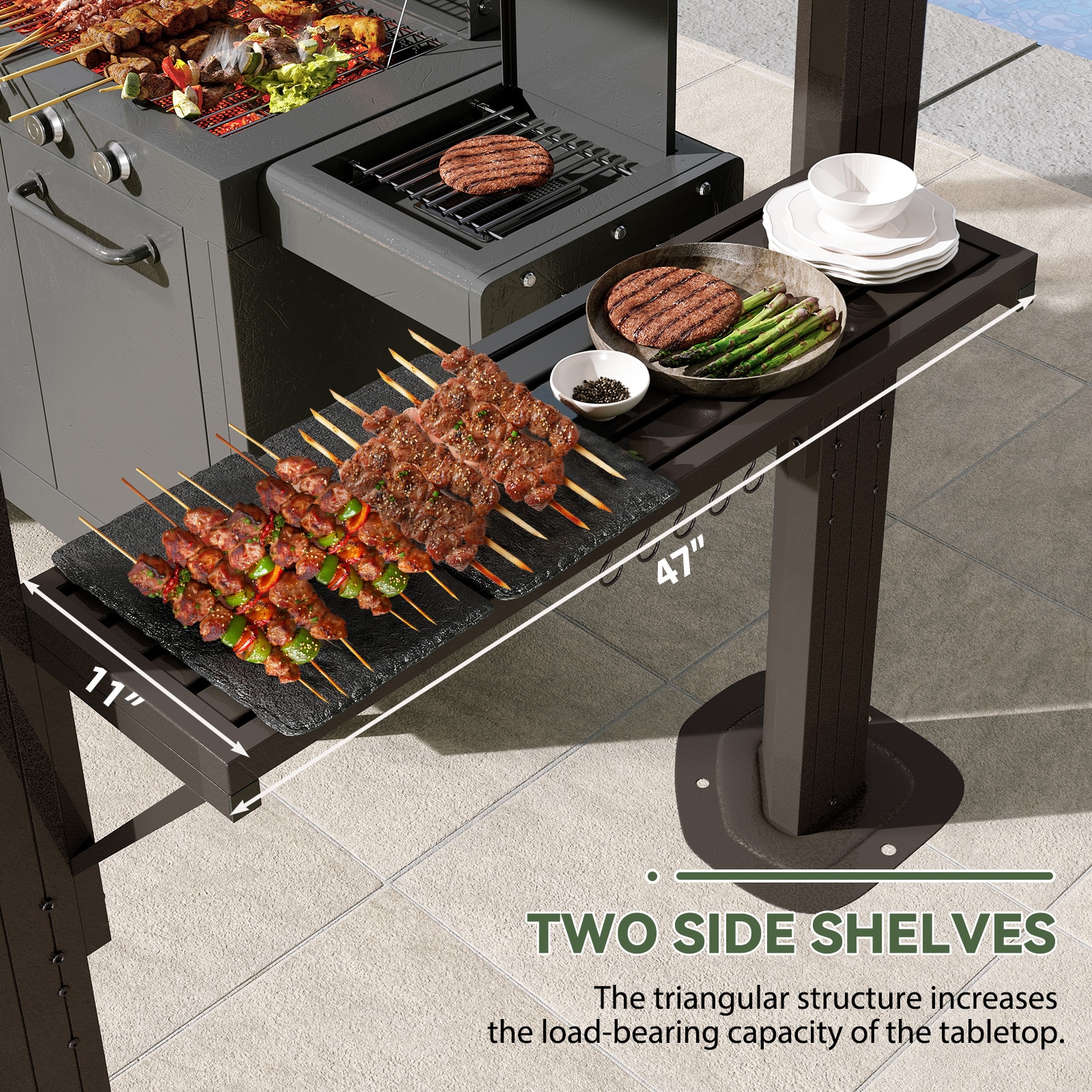 AOXUN 8 x 5FT Aluminum Grill Gazebo with Double Polycarbonate Roof