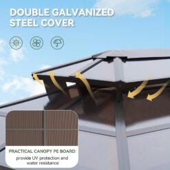 AOXUN 8 x 5FT Aluminum Grill Gazebo with Double Polycarbonate Roof