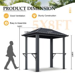 AOXUN Grill Gazebo 8 x 5FT Aluminum BBQ Gazebo with Steel Top with Shelves for Lawn Patio Garden