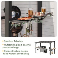 AOXUN 12x6 FT Gazebo with Polycarbonate Panel with Sloping Steel Roof Grill Gazebo with 2 Side Shelves and Hooks