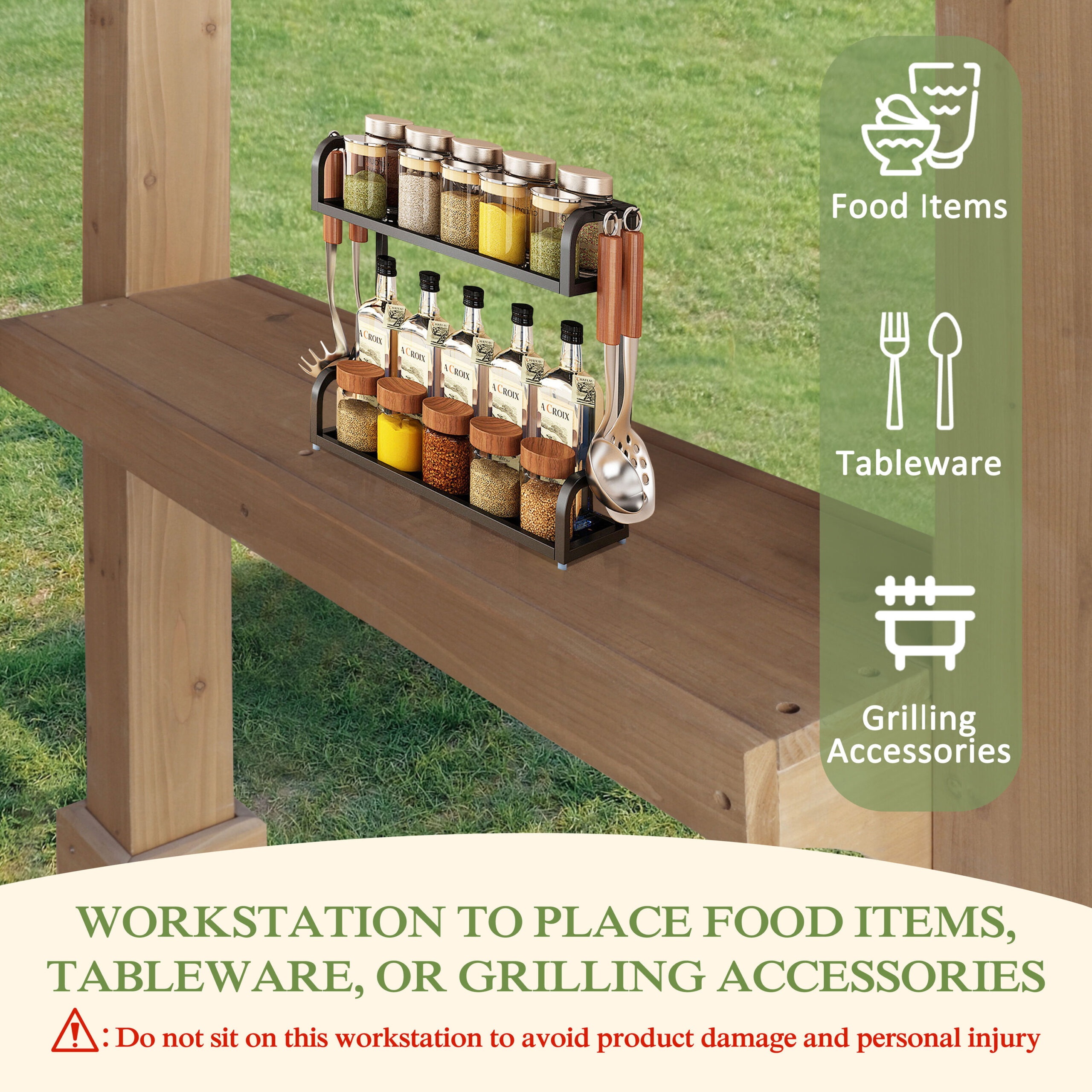 VEIKOUS 8.5-ft x 5.4-ft Grill Gazebo light mocha brown Grill Gazebo with Hardtop Roof
