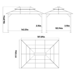 VEIKOUS 13-ft x 10-ft Gray Gazebo with Hardtop Roof (Screen Included)