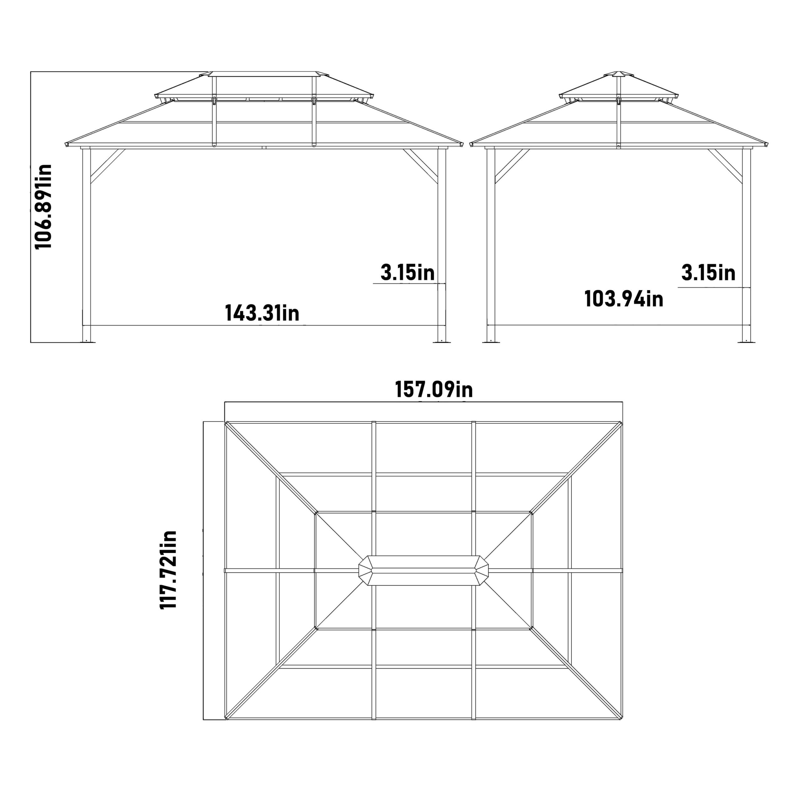 VEIKOUS 13-ft x 10-ft Gray Gazebo with Hardtop Roof (Screen Included)