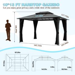 VEIKOUS 13-ft x 10-ft Gray Gazebo with Hardtop Roof (Screen Included)