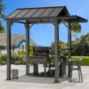 ELEVATE OUTDOORS 8-ft x 6-ft Grillton Grill Gazebo Black Grill Gazebo with Hardtop Roof
