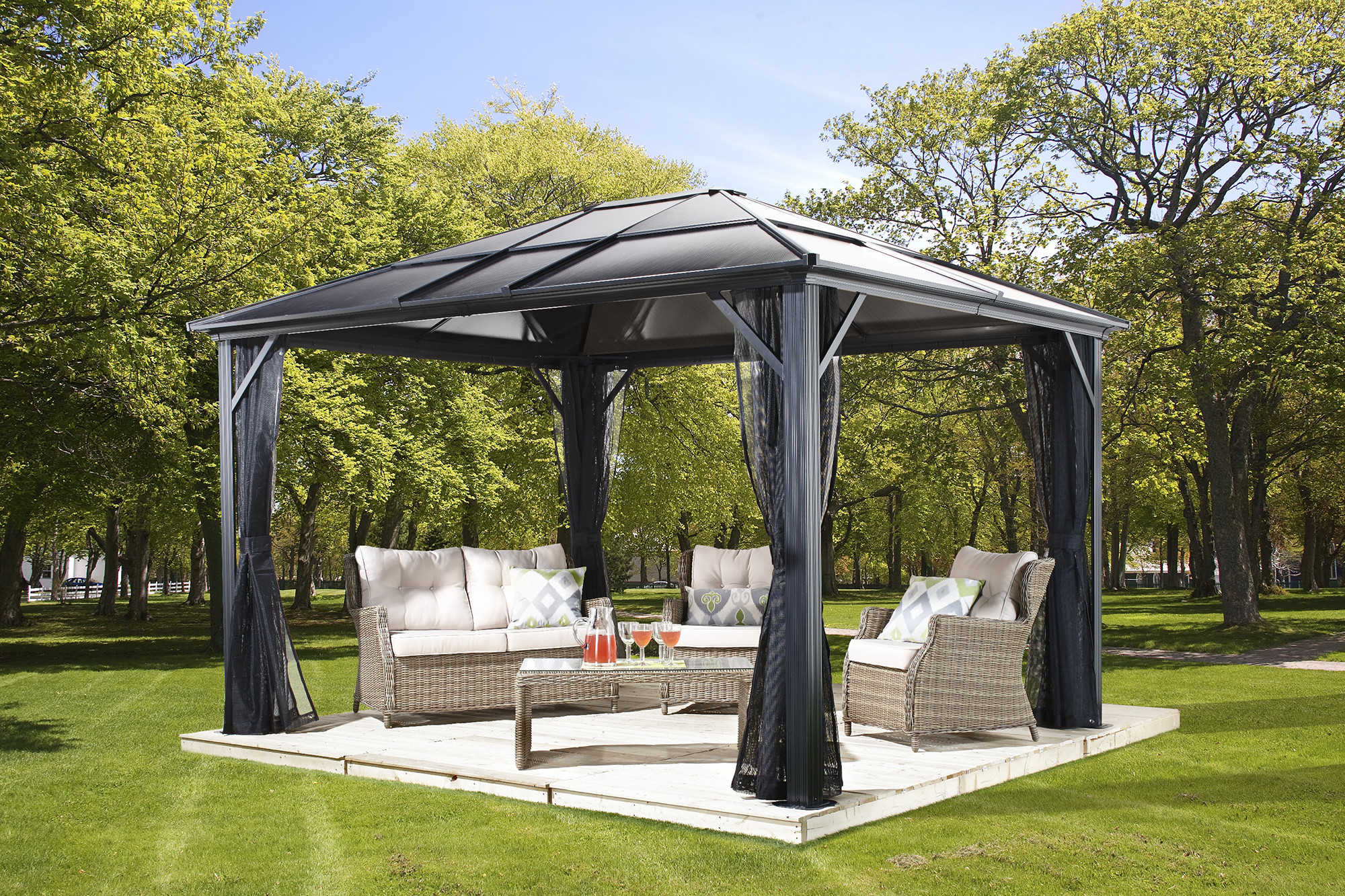 Sojag 10-ft x 10-ft Meridien Charcoal Gazebo with Hardtop Roof