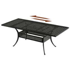 Mondawe Cast Aluminum Rectangle Extendable Outdoor Dining Table 37-in W x 80-in L with Umbrella Hole