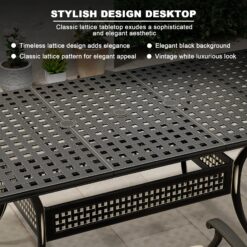 Mondawe Cast Aluminum Rectangle Extendable Outdoor Dining Table 37-in W x 80-in L with Umbrella Hole