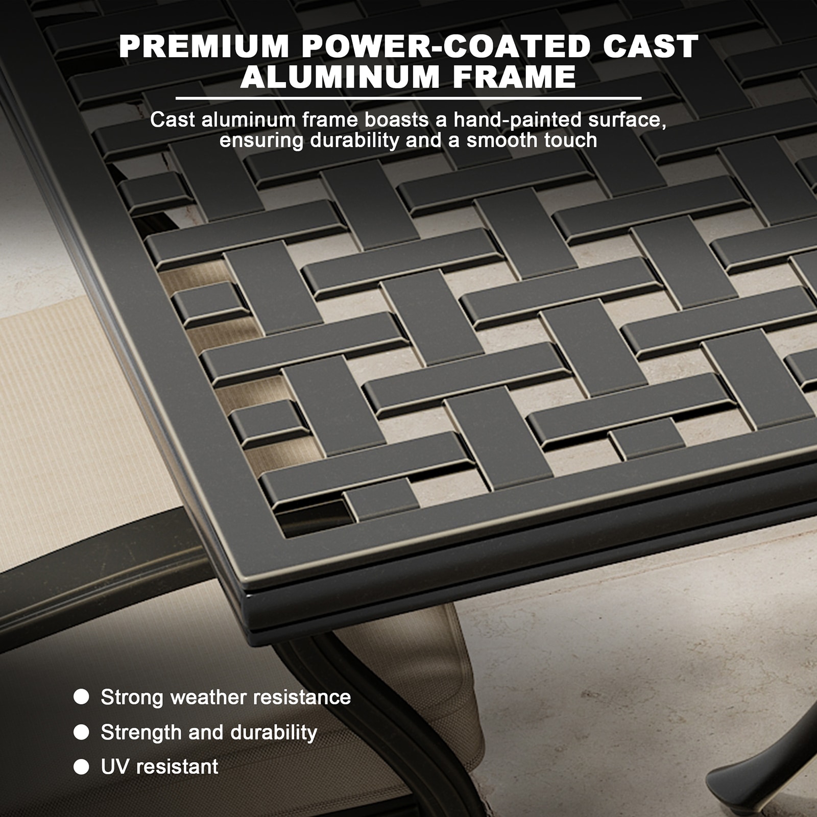 Mondawe Cast Aluminum Rectangle Extendable Outdoor Dining Table 37-in W x 80-in L with Umbrella Hole