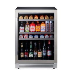 Ca'Lefort 24-in W 220 -Can Capacity Stainless Steel Built-in/Freestanding Indoor Beverage Refrigerator with Glass Door