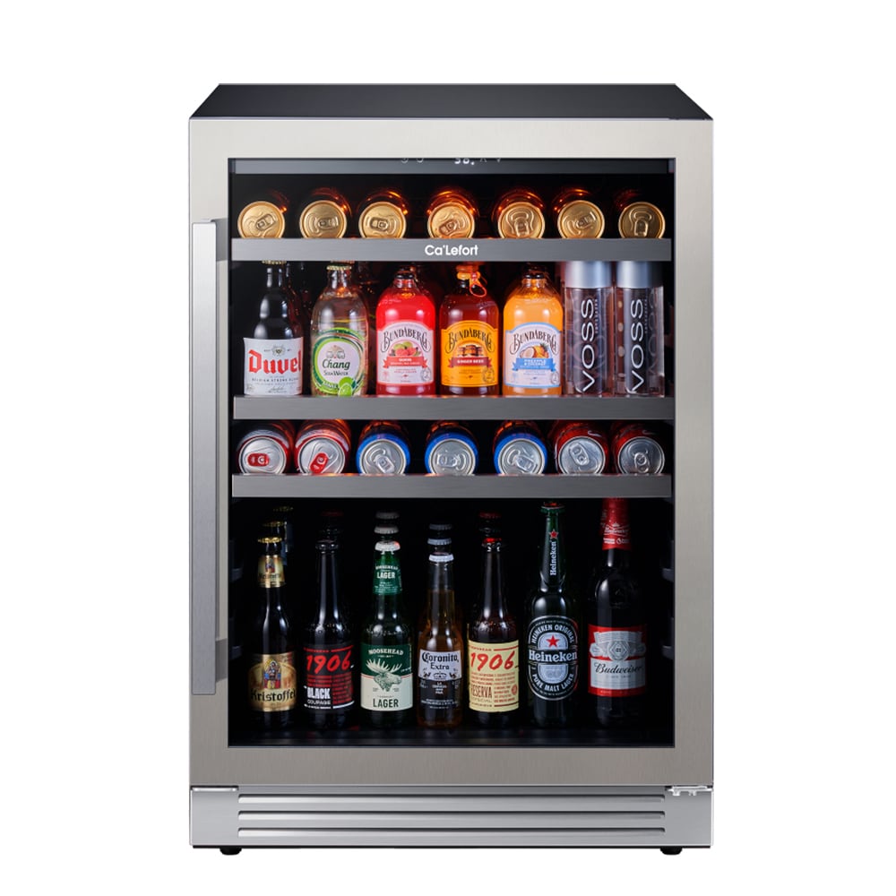 Ca'Lefort 24-in W 220 -Can Capacity Stainless Steel Built-in/Freestanding Indoor Beverage Refrigerator with Glass Door