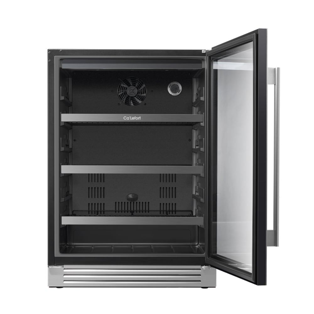 Ca'Lefort 24-in W 220 -Can Capacity Stainless Steel Built-in/Freestanding Indoor Beverage Refrigerator with Glass Door