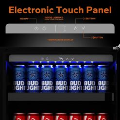 Ca'Lefort 24-in W 220 -Can Capacity Stainless Steel Built-in/Freestanding Indoor Beverage Refrigerator with Glass Door