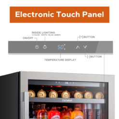 Ca'Lefort 24-in W 220 -Can Capacity Stainless Steel Built-in/Freestanding Indoor Beverage Refrigerator with Glass Door