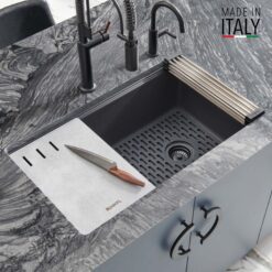 Ruvati epiStage Undermount 33-in x 19-in Granite Single bowl Workstation Kitchen Sink