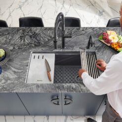 Ruvati epiStage Undermount 33-in x 19-in Granite Single bowl Workstation Kitchen Sink