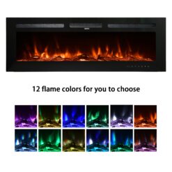Mondawe 50-in W Black Wall mount Fan-forced Electric Fireplace with Remote Control Included