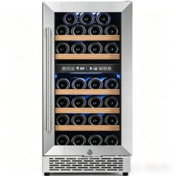 COWSAR 14.96-in W 31 -Bottles Silver Dual Zone Cooling Built-in/Freestanding Indoor Wine Cooler