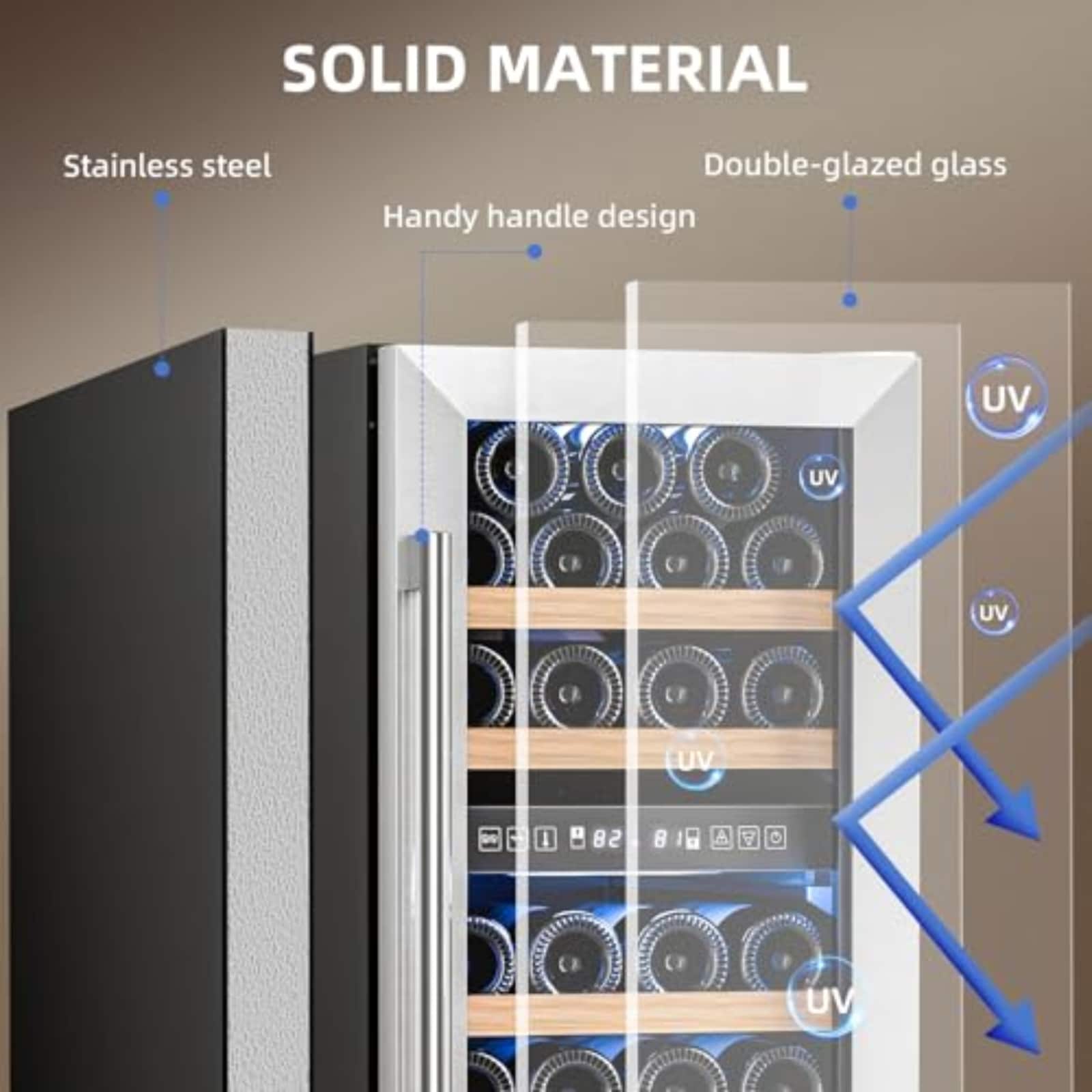 COWSAR 14.96-in W 31 -Bottles Silver Dual Zone Cooling Built-in/Freestanding Indoor Wine Cooler