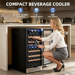 COWSAR 14.96-in W 31 -Bottles Silver Dual Zone Cooling Built-in/Freestanding Indoor Wine Cooler