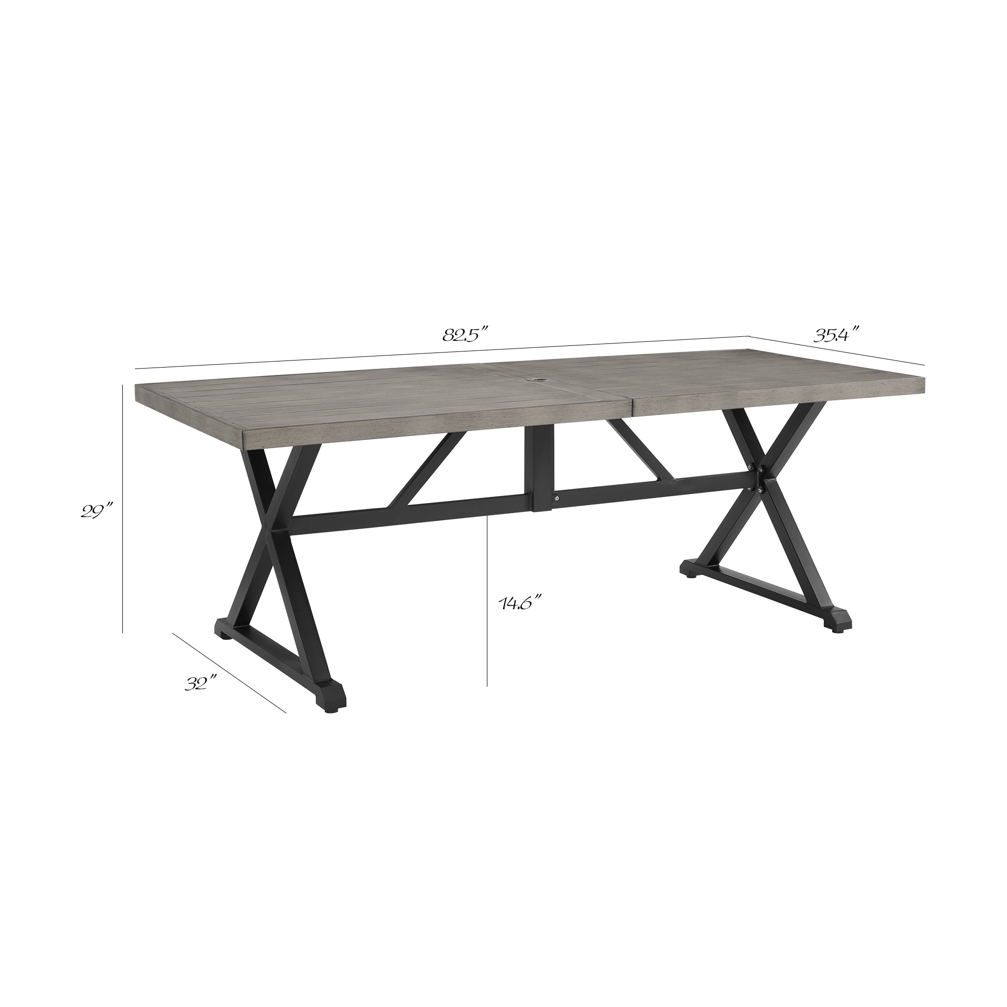 PEAK HOME FURNISHINGS Patio Rectangle Outdoor Dining Table 35-in W x 82.25-in L with Umbrella Hole