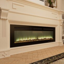 Clihome 60-in W Black Wall mount Fan-forced Electric Fireplace with Remote Control Included