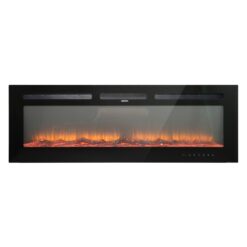 Clihome 60-in W Black Wall mount Fan-forced Electric Fireplace with Remote Control Included