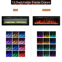 Clihome 60-in W Black Wall mount Fan-forced Electric Fireplace with Remote Control Included