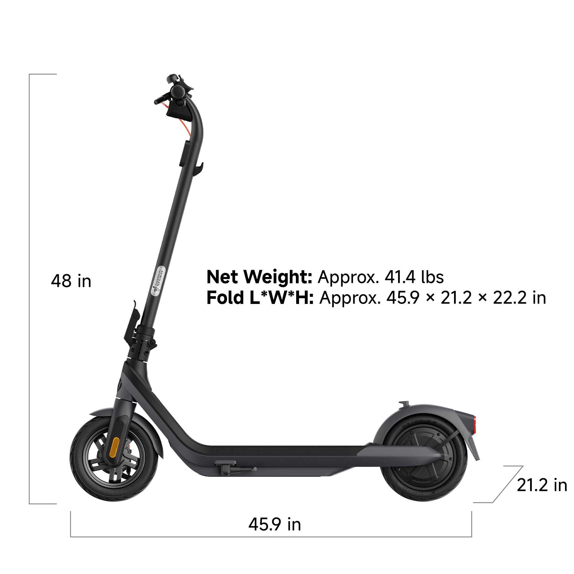 Segway E2 Pro Electric Scooter 18.6 mph Max Speed 21.7 Miles Max Range Teens and Adults in Black