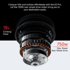 Segway E2 Pro Electric Scooter 18.6 mph Max Speed 21.7 Miles Max Range Teens and Adults in Black