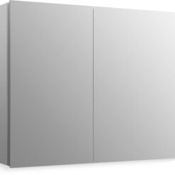 KOHLER Embark 35-in x 26-in Surface/Recessed Mount Anodized Aluminum Mirrored Rectangle Soft Close Medicine Cabinet