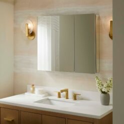 KOHLER Embark 35-in x 26-in Surface/Recessed Mount Anodized Aluminum Mirrored Rectangle Soft Close Medicine Cabinet